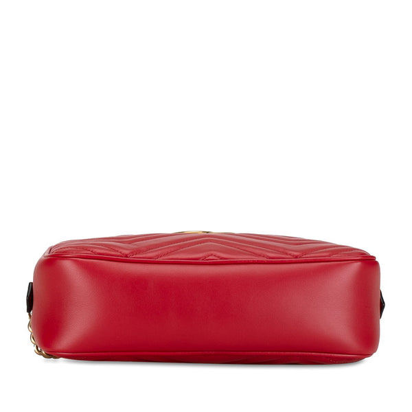 グッチ GGマーモント キルティング 斜め掛け チェーン ショルダーバッグ 447632 レッド レザー レディース GUCCI 【中古】