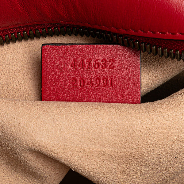 グッチ GGマーモント キルティング 斜め掛け チェーン ショルダーバッグ 447632 レッド レザー レディース GUCCI 【中古】