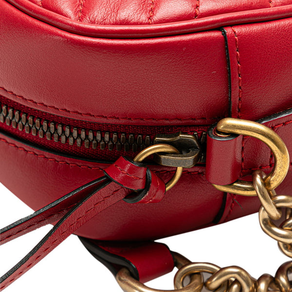 グッチ GGマーモント キルティング 斜め掛け チェーン ショルダーバッグ 447632 レッド レザー レディース GUCCI 【中古】