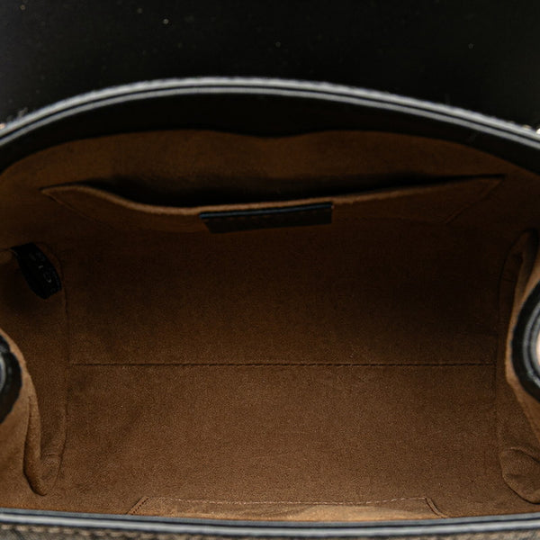 グッチ GGスプリーム リュック バックパック 498194 ブラウン ブラック PVC レザー レディース GUCCI 【中古】