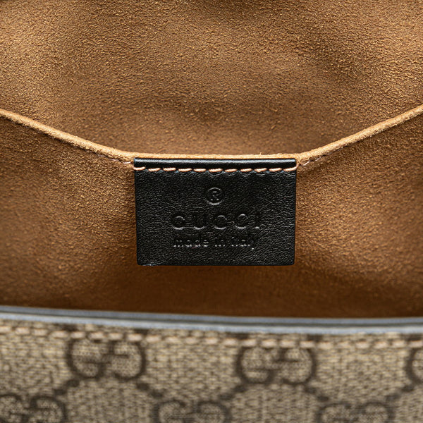 グッチ GGスプリーム リュック バックパック 498194 ブラウン ブラック PVC レザー レディース GUCCI 【中古】