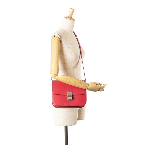 セリーヌ クラシックボックス ミディアム 斜め掛け ショルダーバッグ ピンク系 レザー レディース CELINE 【中古】