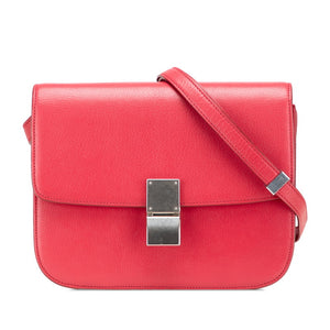 セリーヌ クラシックボックス ミディアム 斜め掛け ショルダーバッグ ピンク系 レザー レディース CELINE 【中古】