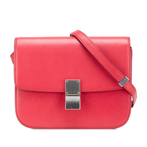 セリーヌ クラシックボックス ミディアム 斜め掛け ショルダーバッグ ピンク系 レザー レディース CELINE 【中古】