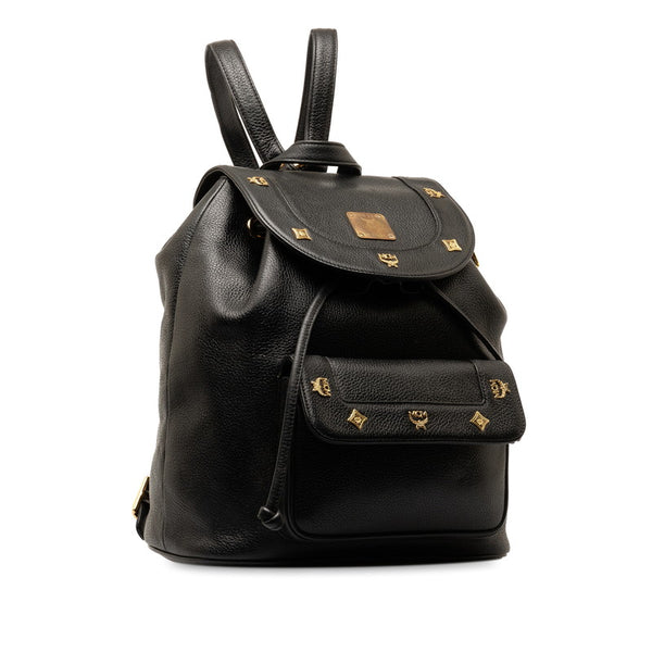 エム シー エム スタッズ リュック バックパック ブラック レザー レディース MCM 【中古】