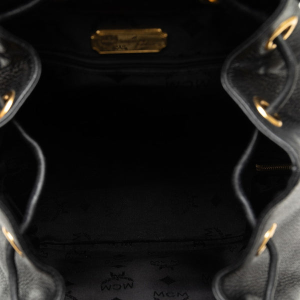 エム シー エム スタッズ リュック バックパック ブラック レザー レディース MCM 【中古】