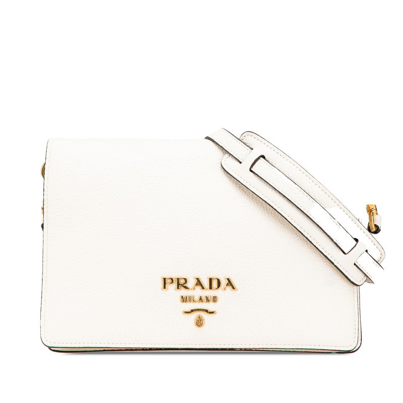 プラダ 斜め掛け ショルダーバッグ 1BD159 ホワイト ヴィッテロダイノレザー レディース PRADA 【中古】