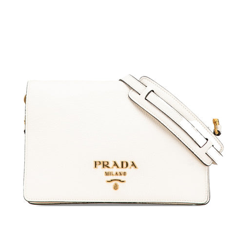 プラダ 斜め掛け ショルダーバッグ 1BD159 ホワイト ヴィッテロダイノレザー レディース PRADA 【中古】