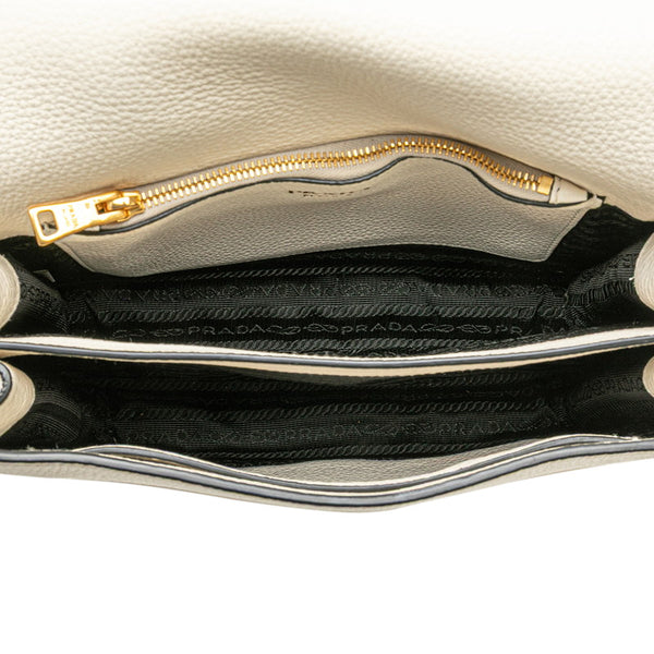 プラダ 斜め掛け ショルダーバッグ 1BD159 ホワイト ヴィッテロダイノレザー レディース PRADA 【中古】