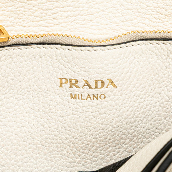 プラダ 斜め掛け ショルダーバッグ 1BD159 ホワイト ヴィッテロダイノレザー レディース PRADA 【中古】