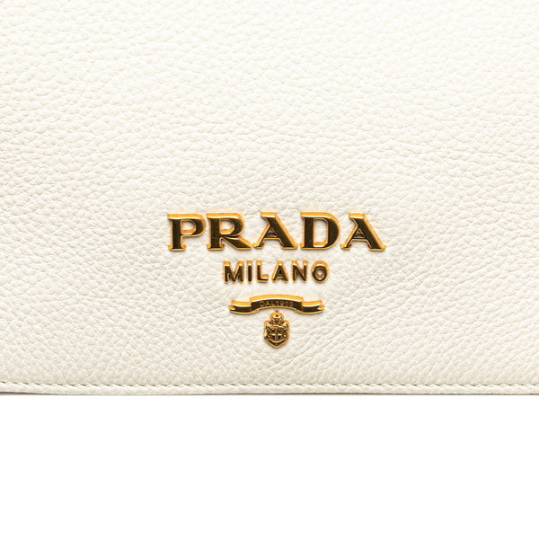 プラダ 斜め掛け ショルダーバッグ 1BD159 ホワイト ヴィッテロダイノレザー レディース PRADA 【中古】