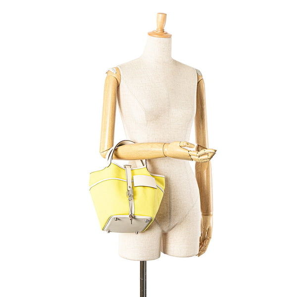 エルメス ピコタンロック カーゴPM ハンドバッグ ジョーヌシトロン ナタ イエロー アイボリー ヴォースイフト トワルゴエラン レディース HERMES 【中古】