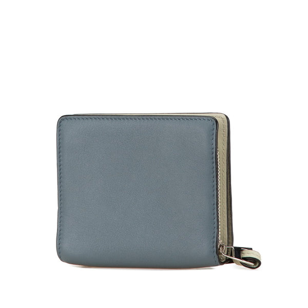 ロエベ アナグラム 二つ折り財布 コンパクトウォレット ブルー レザー レディース LOEWE 【中古】