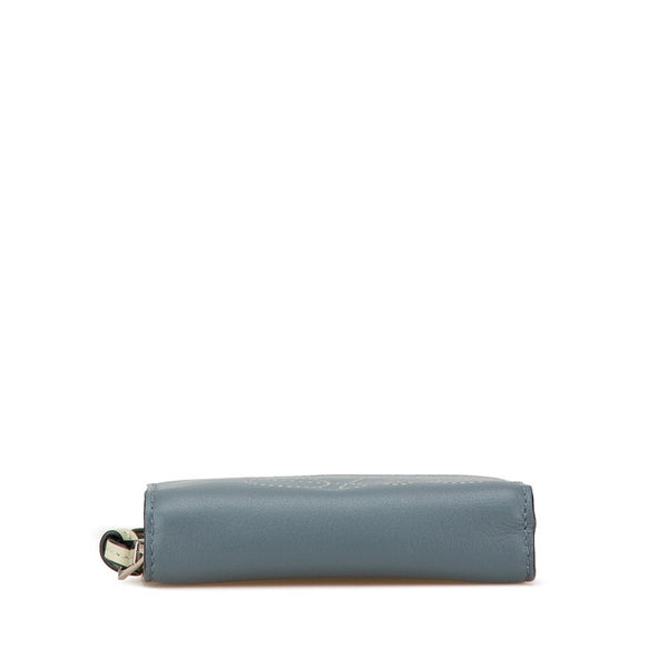 ロエベ アナグラム 二つ折り財布 コンパクトウォレット ブルー レザー レディース LOEWE 【中古】