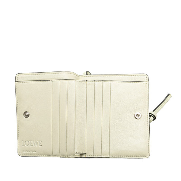 ロエベ アナグラム 二つ折り財布 コンパクトウォレット ブルー レザー レディース LOEWE 【中古】