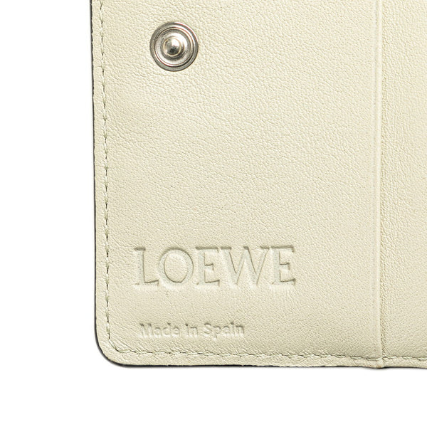 ロエベ アナグラム 二つ折り財布 コンパクトウォレット ブルー レザー レディース LOEWE 【中古】