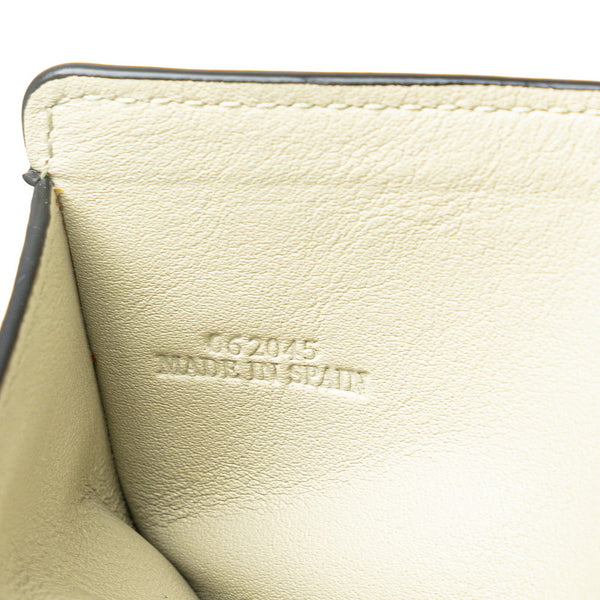 ロエベ アナグラム 二つ折り財布 コンパクトウォレット ブルー レザー レディース LOEWE 【中古】