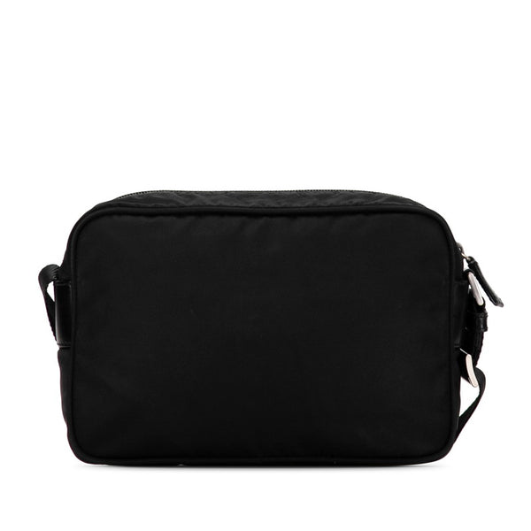 プラダ 三角ロゴプレート テスート ショルダーバッグ ブラック ナイロン レザー レディース PRADA 【中古】