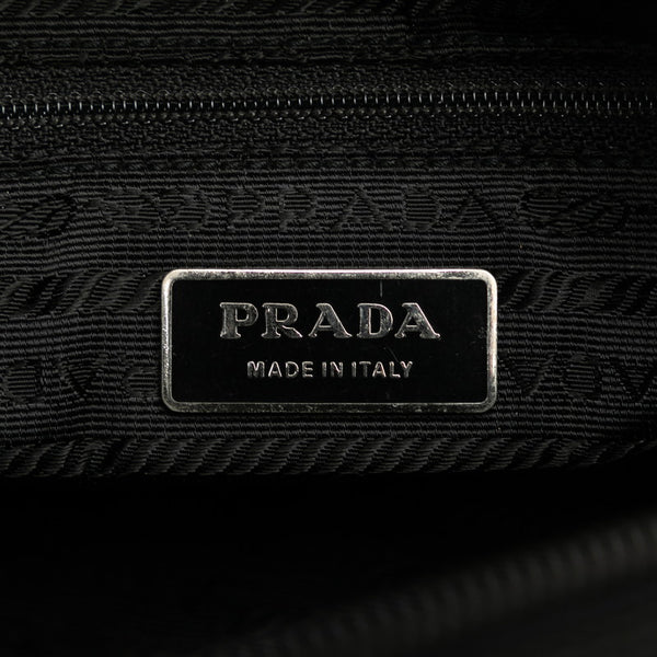 プラダ 三角ロゴプレート テスート ショルダーバッグ ブラック ナイロン レザー レディース PRADA 【中古】