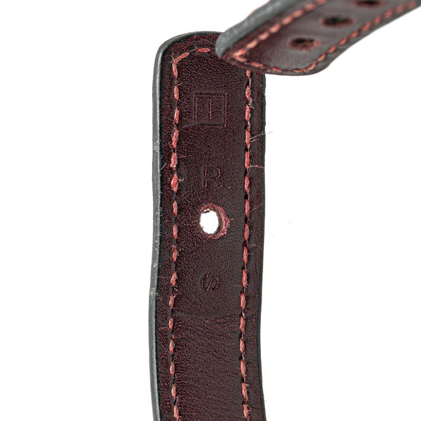 エルメス セリエ ルーピング ブレスレット バングル ワインレッド シルバー レザー メタル レディース HERMES 【中古】