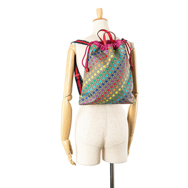 グッチ GGスプリーム スター シェリーライン リュック バックパック 550775 ピンク マルチカラー PVC レザー ナイロン レディース GUCCI 【中古】