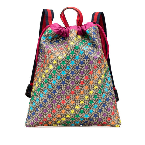 グッチ GGスプリーム スター シェリーライン リュック バックパック 550775 ピンク マルチカラー PVC レザー ナイロン レディース GUCCI 【中古】