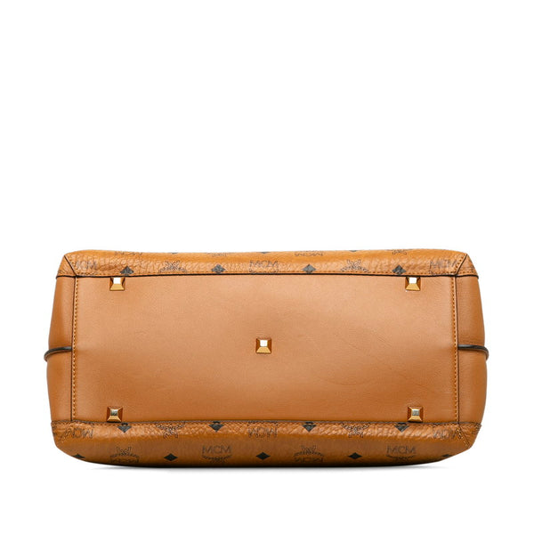 エム シー エム ヴィセトス ロゴグラム ハンドバッグ ブラウン PVC レザー レディース MCM 【中古】