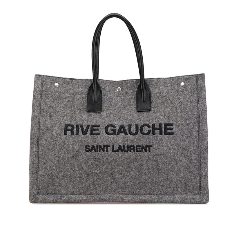 サンローラン リヴ ゴーシュ RIVE GAUCHE トートバッグ 509415 グレー ブラック ウール レザー レディース SAINT LAURENT 【中古】