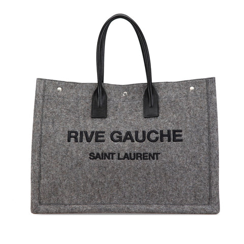 サンローラン リヴ ゴーシュ RIVE GAUCHE トートバッグ 509415 グレー ブラック ウール レザー レディース SAINT LAURENT 【中古】
