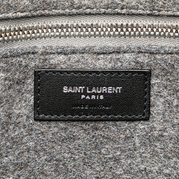 サンローラン リヴ ゴーシュ RIVE GAUCHE トートバッグ 509415 グレー ブラック ウール レザー レディース SAINT LAURENT 【中古】