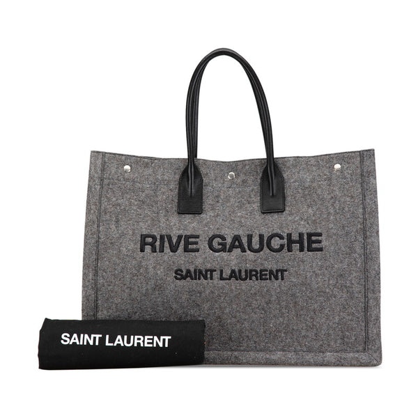 サンローラン リヴ ゴーシュ RIVE GAUCHE トートバッグ 509415 グレー ブラック ウール レザー レディース SAINT LAURENT 【中古】