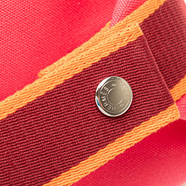 エルメス ブリッドアブラックPM ハンドバッグ ハイビスカス ピンク マルチカラー キャンバス レディース HERMES 【中古】