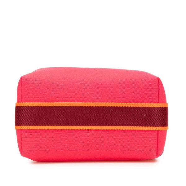 エルメス ブリッドアブラックPM ハンドバッグ ハイビスカス ピンク マルチカラー キャンバス レディース HERMES 【中古】