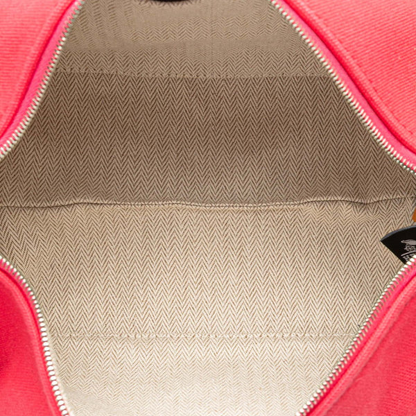 エルメス ブリッドアブラックPM ハンドバッグ ハイビスカス ピンク マルチカラー キャンバス レディース HERMES 【中古】