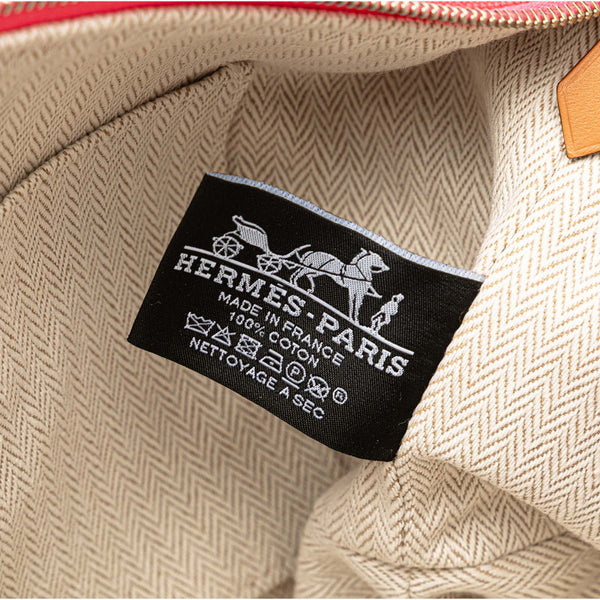 エルメス ブリッドアブラックPM ハンドバッグ ハイビスカス ピンク マルチカラー キャンバス レディース HERMES 【中古】