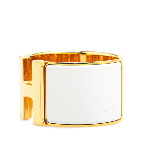 エルメス クリッククラックH TGM バングル ゴールド ホワイト メッキ レディース HERMES 【中古】