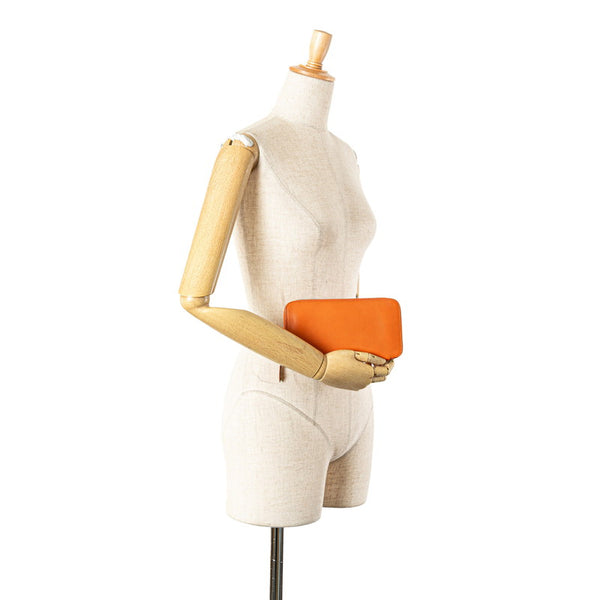 エルメス アザップ ロング ラウンドファスナー 長財布 オレンジ系 ヴォーエプソン レディース HERMES 【中古】