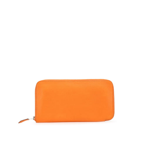 エルメス アザップ ロング ラウンドファスナー 長財布 オレンジ系 ヴォーエプソン レディース HERMES 【中古】