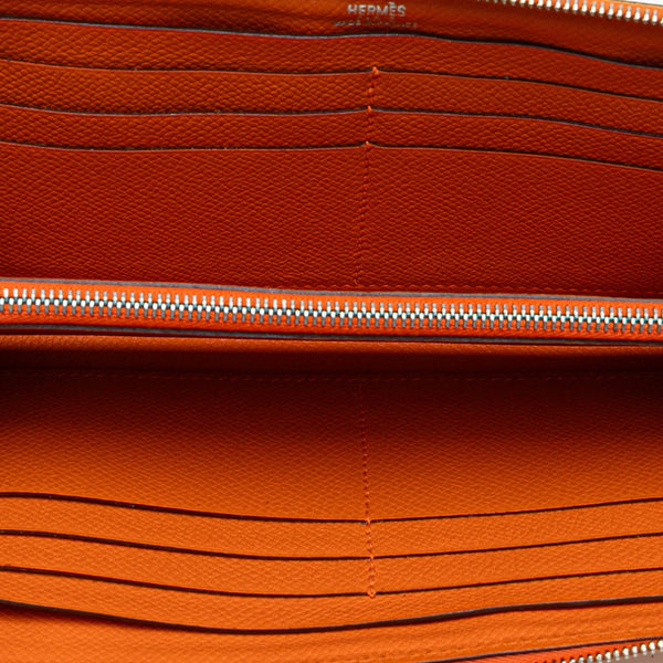 エルメス アザップ ロング ラウンドファスナー 長財布 オレンジ系 ヴォーエプソン レディース HERMES 【中古】