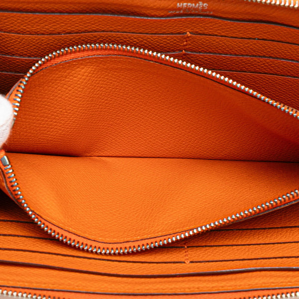 エルメス アザップ ロング ラウンドファスナー 長財布 オレンジ系 ヴォーエプソン レディース HERMES 【中古】