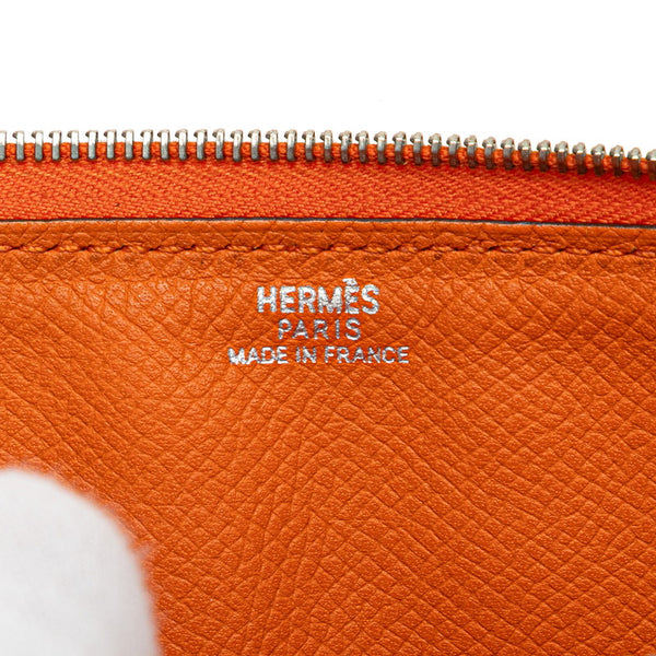 エルメス アザップ ロング ラウンドファスナー 長財布 オレンジ系 ヴォーエプソン レディース HERMES 【中古】