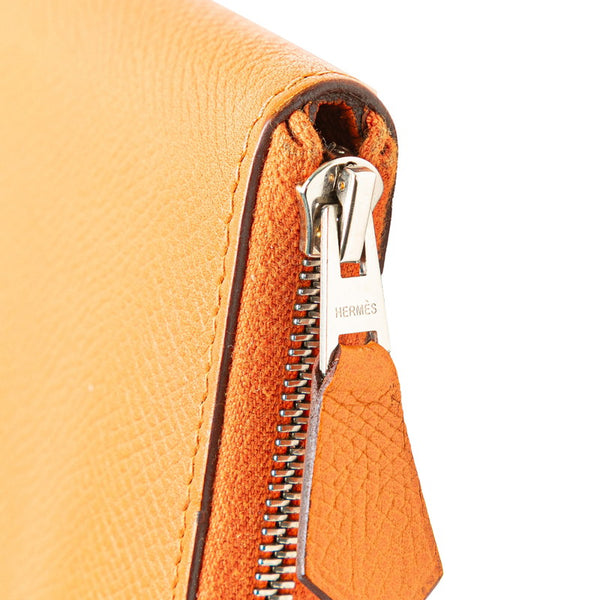 エルメス アザップ ロング ラウンドファスナー 長財布 オレンジ系 ヴォーエプソン レディース HERMES 【中古】
