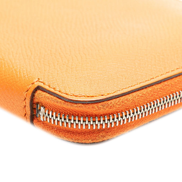 エルメス アザップ ロング ラウンドファスナー 長財布 オレンジ系 ヴォーエプソン レディース HERMES 【中古】