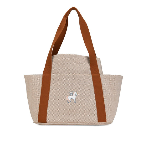 エルメス カブリオル ハンドバッグ マザーズバッグ ブラウン ベージュ トワルアッシュ レディース HERMES 【中古】