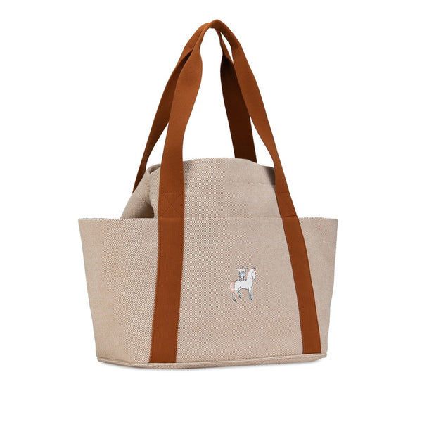 エルメス カブリオル ハンドバッグ マザーズバッグ ブラウン ベージュ トワルアッシュ レディース HERMES 【中古】