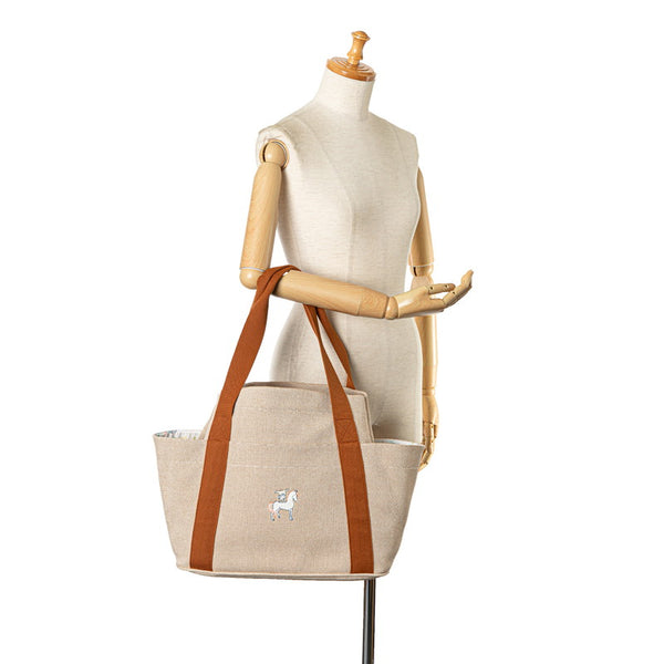 エルメス カブリオル ハンドバッグ マザーズバッグ ブラウン ベージュ トワルアッシュ レディース HERMES 【中古】