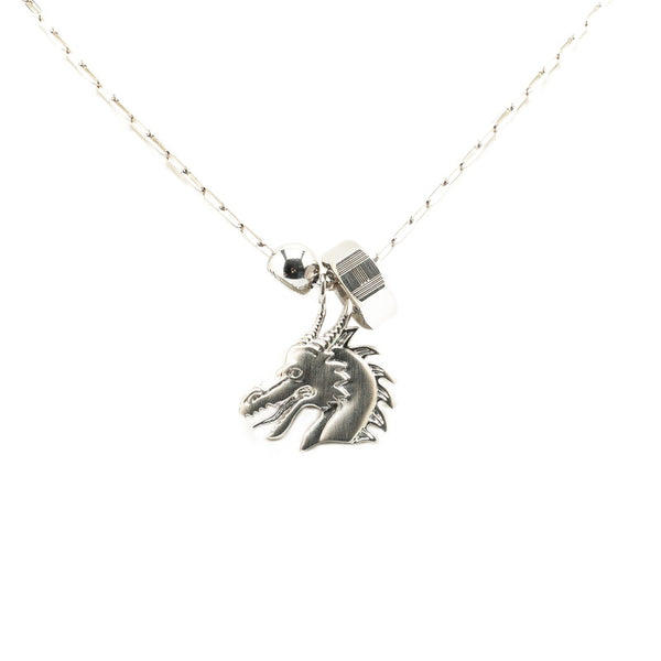 エルメス タリスマン ドラゴン ネックレス シルバー メタル レディース HERMES 【中古】