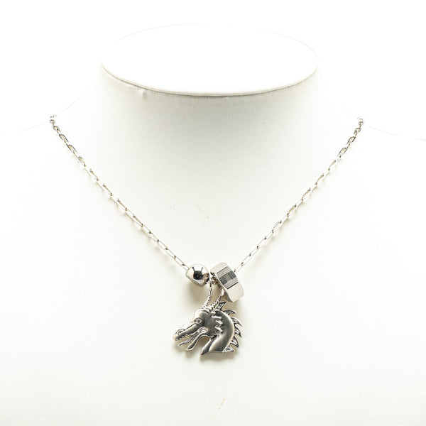 エルメス タリスマン ドラゴン ネックレス シルバー メタル レディース HERMES 【中古】