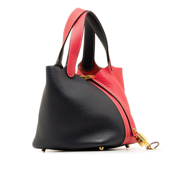 エルメス ピコタンロックPM カザック ハンドバッグ ローズエクストリーム ブルーニュイ レッド ブラック トリヨンクレマンス レディース HERMES 【中古】