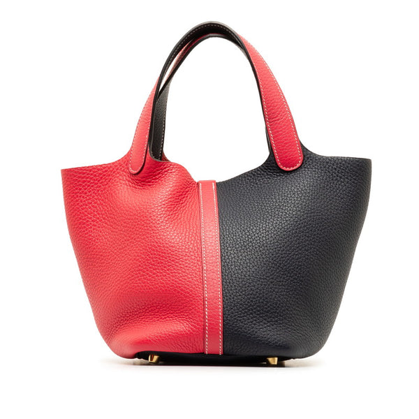 エルメス ピコタンロックPM カザック ハンドバッグ ローズエクストリーム ブルーニュイ レッド ブラック トリヨンクレマンス レディース HERMES 【中古】